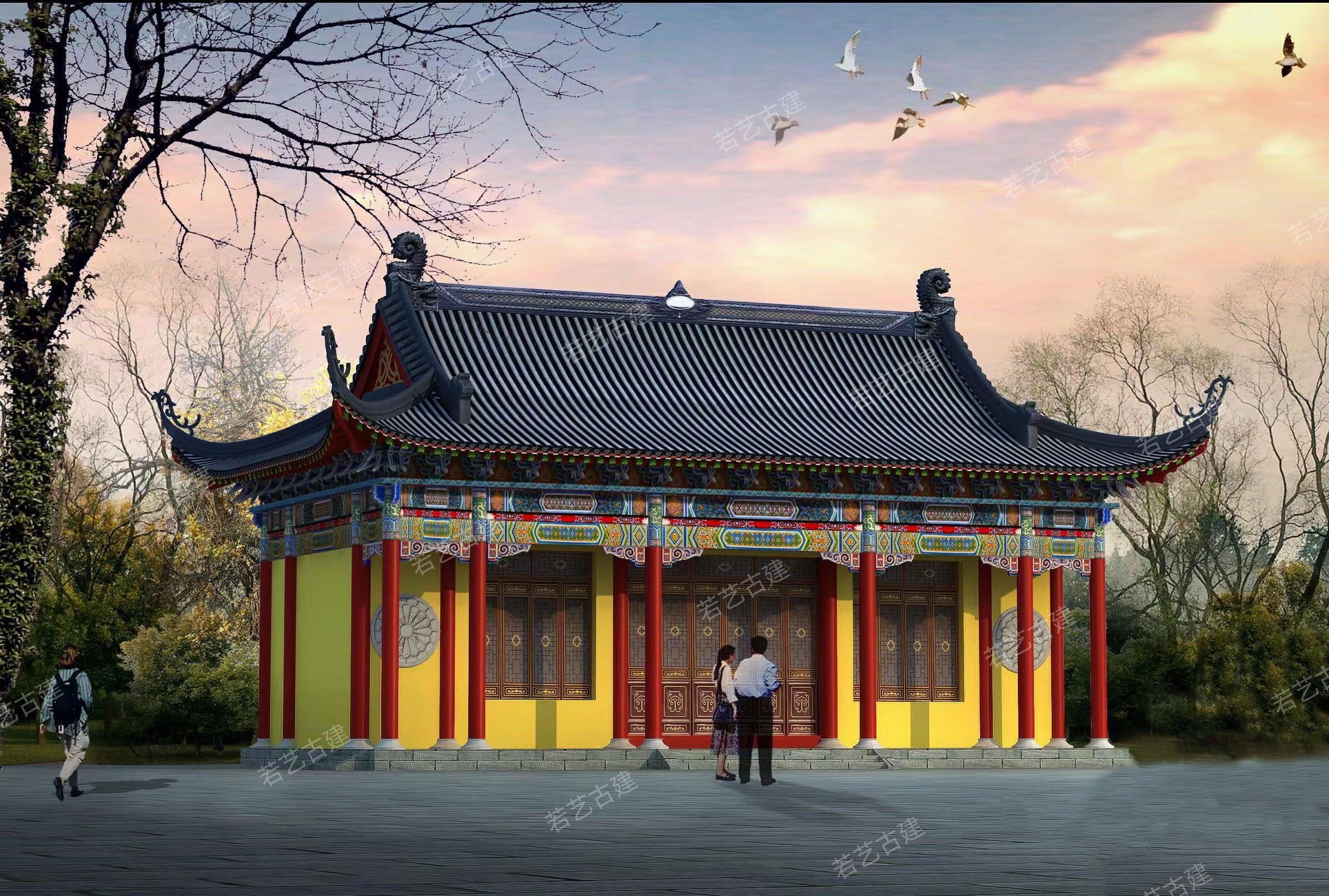 农村仿古建筑一层(农村仿古一层四合院图片)