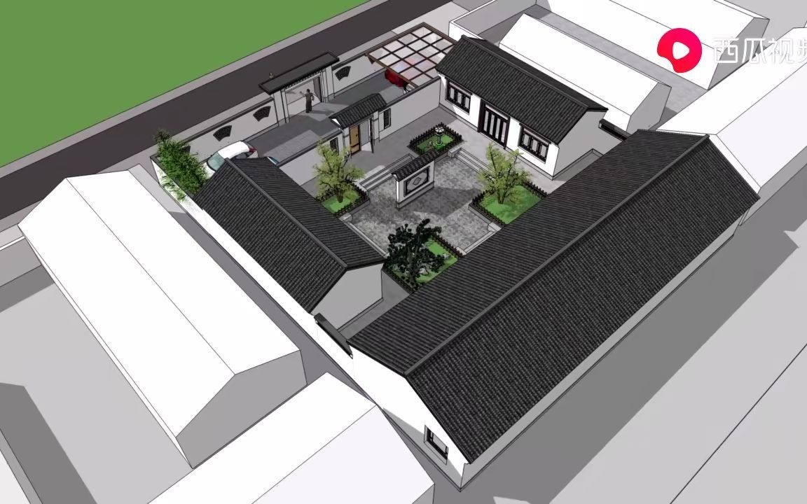农村仿古建筑一层(农村仿古一层四合院图片)